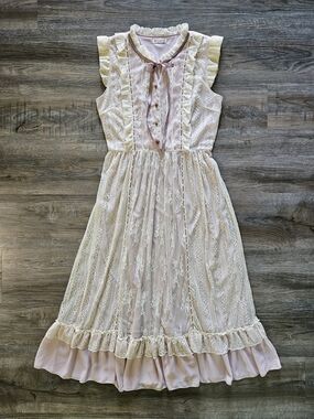 Axes Femme Sleeveless Vintage Victorian Lacy Patchwork Coquette Midi/Maxi Dress